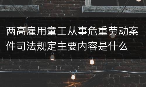 两高雇用童工从事危重劳动案件司法规定主要内容是什么