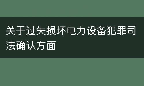 关于过失损坏电力设备犯罪司法确认方面