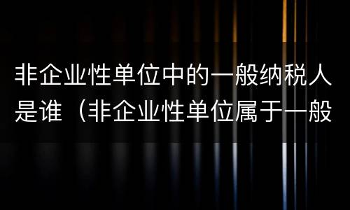 非企业性单位中的一般纳税人是谁（非企业性单位属于一般纳税人）