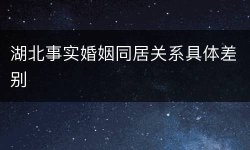 湖北事实婚姻同居关系具体差别