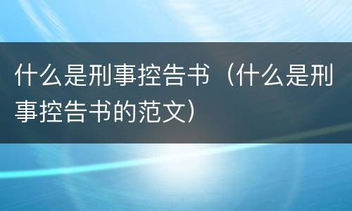 什么是刑事控告书（什么是刑事控告书的范文）
