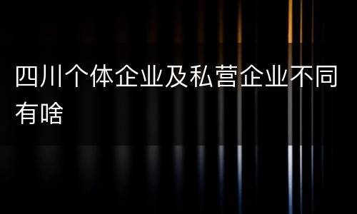 四川个体企业及私营企业不同有啥