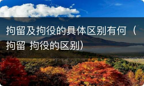 拘留及拘役的具体区别有何（拘留 拘役的区别）