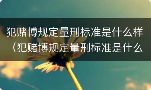 犯赌博规定量刑标准是什么样（犯赌博规定量刑标准是什么样的）