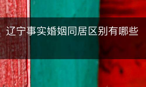 辽宁事实婚姻同居区别有哪些