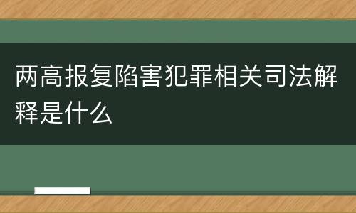 两高报复陷害犯罪相关司法解释是什么