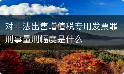 对非法出售增值税专用发票罪刑事量刑幅度是什么