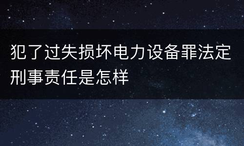 犯了过失损坏电力设备罪法定刑事责任是怎样