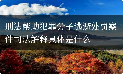 刑法帮助犯罪分子逃避处罚案件司法解释具体是什么