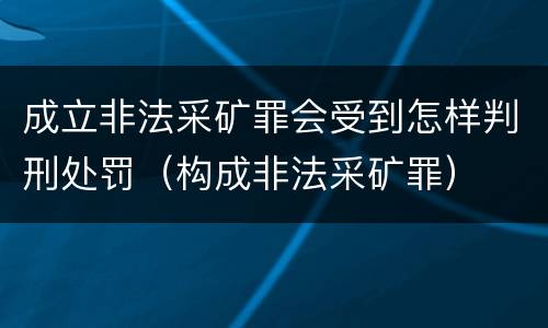 成立非法采矿罪会受到怎样判刑处罚（构成非法采矿罪）
