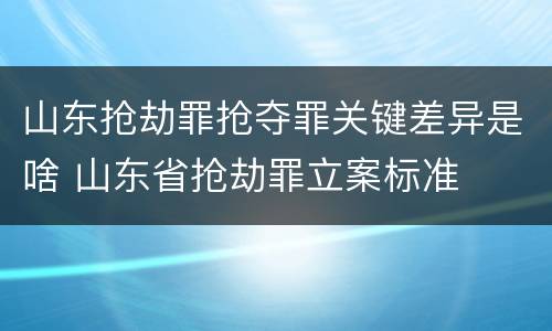 山东抢劫罪抢夺罪关键差异是啥 山东省抢劫罪立案标准