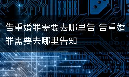 告重婚罪需要去哪里告 告重婚罪需要去哪里告知