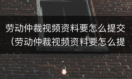 劳动仲裁视频资料要怎么提交（劳动仲裁视频资料要怎么提交呢）