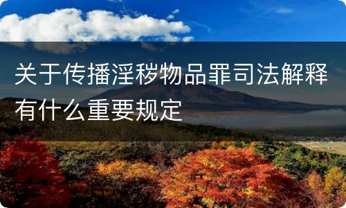 关于传播淫秽物品罪司法解释有什么重要规定