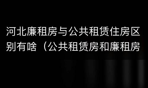 河北廉租房与公共租赁住房区别有啥（公共租赁房和廉租房）