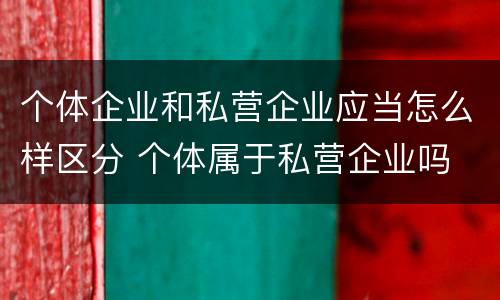 个体企业和私营企业应当怎么样区分 个体属于私营企业吗