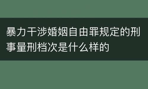 暴力干涉婚姻自由罪规定的刑事量刑档次是什么样的