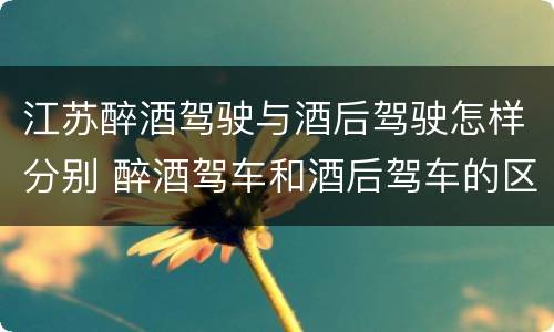 江苏醉酒驾驶与酒后驾驶怎样分别 醉酒驾车和酒后驾车的区别