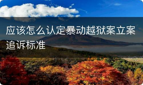 应该怎么认定暴动越狱案立案追诉标准