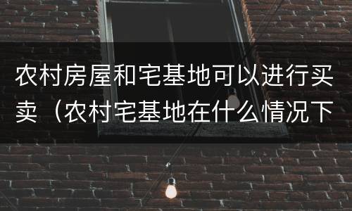 农村房屋和宅基地可以进行买卖（农村宅基地在什么情况下可以买卖）