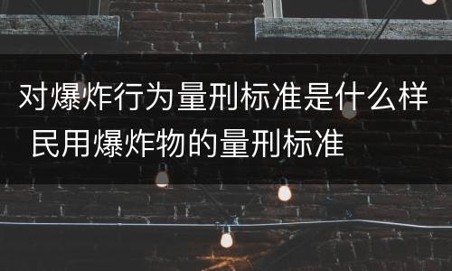对爆炸行为量刑标准是什么样 民用爆炸物的量刑标准