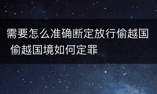 需要怎么准确断定放行偷越国 偷越国境如何定罪