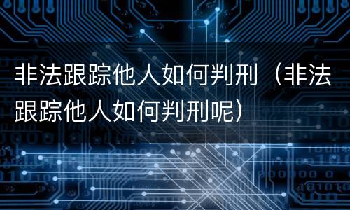 非法跟踪他人如何判刑（非法跟踪他人如何判刑呢）