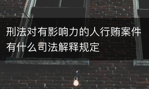刑法对有影响力的人行贿案件有什么司法解释规定