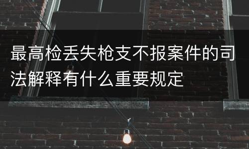 最高检丢失枪支不报案件的司法解释有什么重要规定