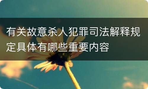 有关故意杀人犯罪司法解释规定具体有哪些重要内容