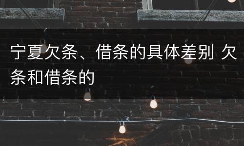 宁夏欠条、借条的具体差别 欠条和借条的