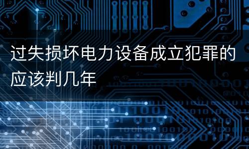 过失损坏电力设备成立犯罪的应该判几年