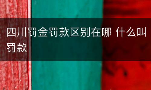 四川罚金罚款区别在哪 什么叫罚款