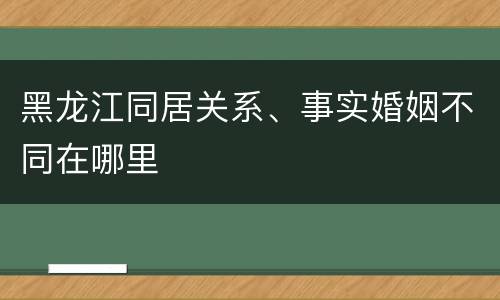 黑龙江同居关系、事实婚姻不同在哪里