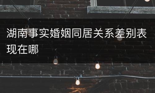 湖南事实婚姻同居关系差别表现在哪