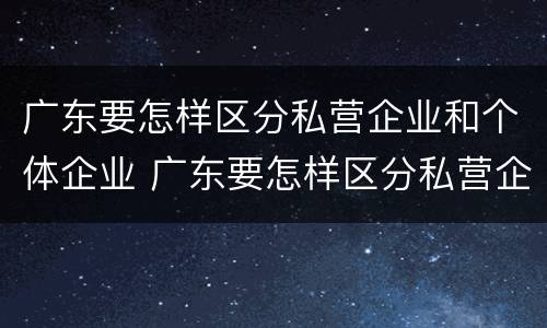 广东要怎样区分私营企业和个体企业 广东要怎样区分私营企业和个体企业呢