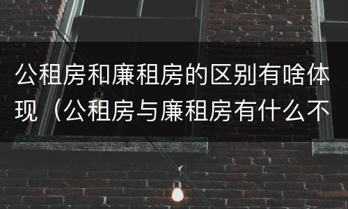 公租房和廉租房的区别有啥体现（公租房与廉租房有什么不同）