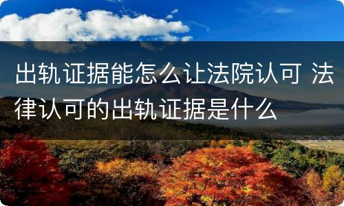 出轨证据能怎么让法院认可 法律认可的出轨证据是什么