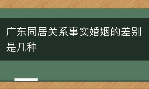 广东同居关系事实婚姻的差别是几种