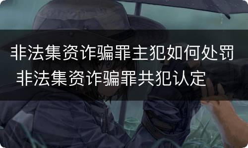 非法集资诈骗罪主犯如何处罚 非法集资诈骗罪共犯认定