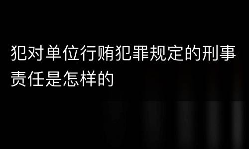 犯对单位行贿犯罪规定的刑事责任是怎样的