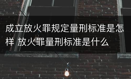 成立放火罪规定量刑标准是怎样 放火罪量刑标准是什么