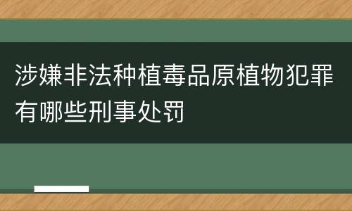 涉嫌非法种植毒品原植物犯罪有哪些刑事处罚