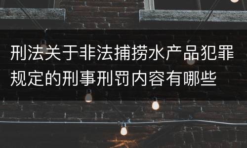 刑法关于非法捕捞水产品犯罪规定的刑事刑罚内容有哪些