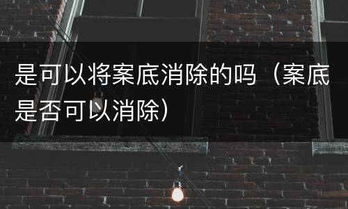 是可以将案底消除的吗（案底是否可以消除）