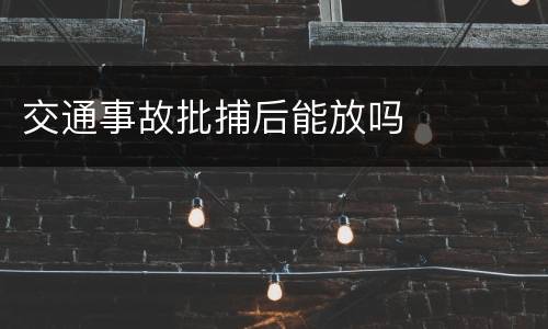 交通事故批捕后能放吗