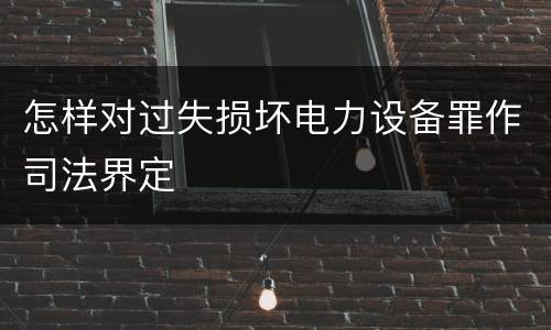 怎样对过失损坏电力设备罪作司法界定