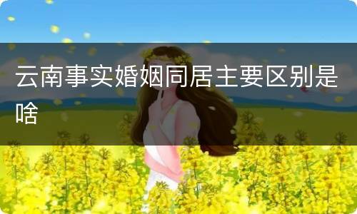 云南事实婚姻同居主要区别是啥