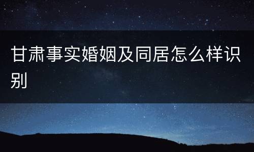 甘肃事实婚姻及同居怎么样识别