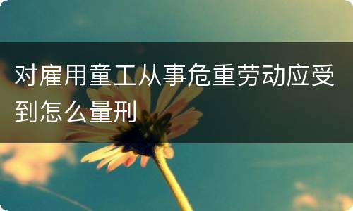 对雇用童工从事危重劳动应受到怎么量刑